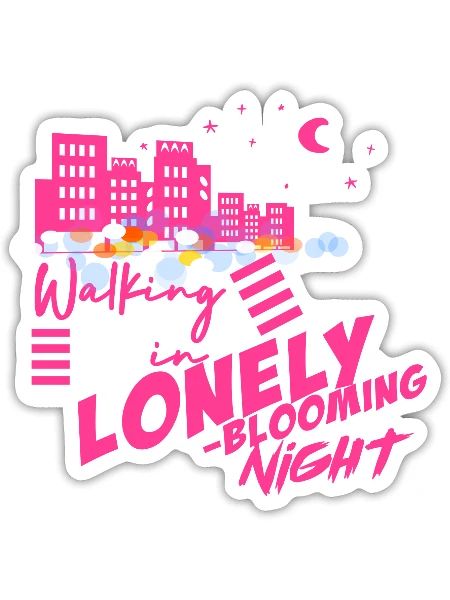 Walking in Lonely Blooming Night - Sticker - white matte - Front