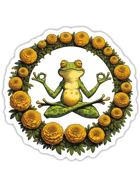 Meditation Frog - Sticker - white matte - Front