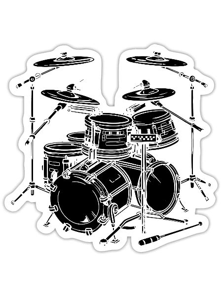 Drum Kit - Sticker - white matte - Front