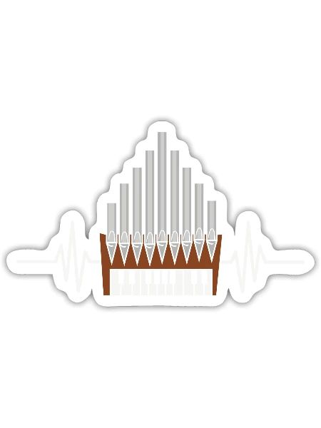 Pipe Organ Instrument Pipes Church Organ Heartbeat - Sticker - white matte - Front