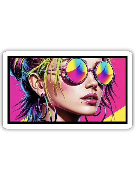Fille néon - Sticker - blanc mat - Devant