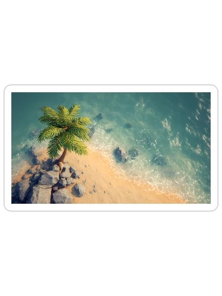 Tropical Palm Beach Cliff - Sticker - white matte - Front