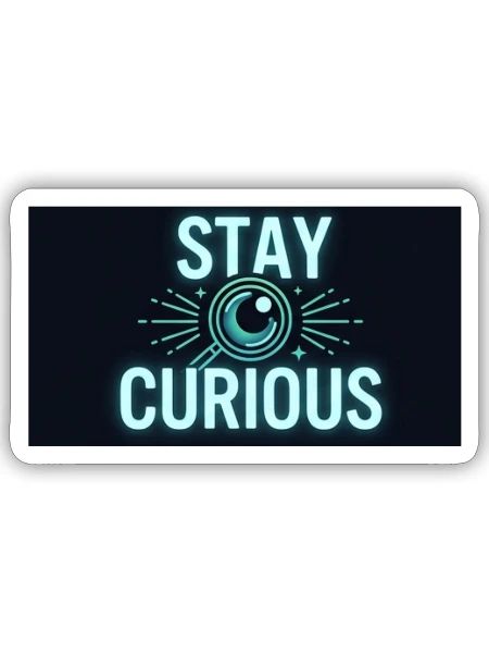 Stay Curious Neon Eye - Sticker - white matte - Front