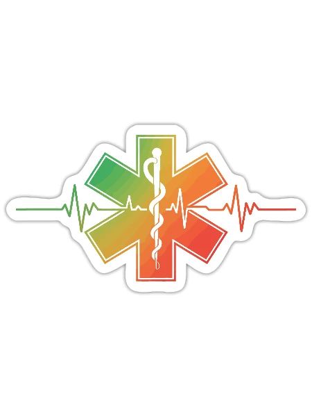 Rainbow Star of Life Medical Emblem - Sticker - white matte - Front