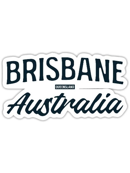 Brisbane Australia Vintage Script Tee - Sticker - white matte - Front
