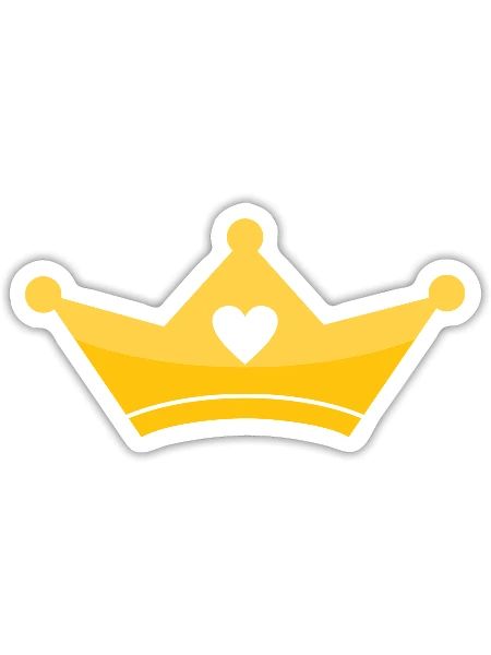 Golden Crown Shape With Heart - Sticker - white matte - Front