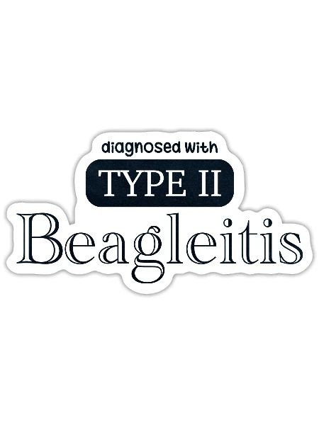 Diagnosed with Type 2 Beagleitis F1 schwarz - Sticker - white matte - Front