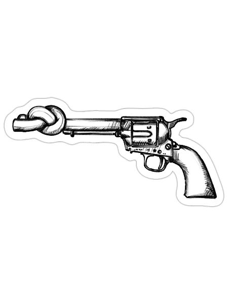 Peace: The revolver with knotted barrel - Sticker - white matte - Front