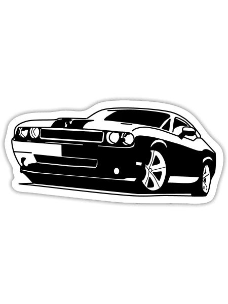 Muscle Car Silhouette - Sticker - white matte - Front