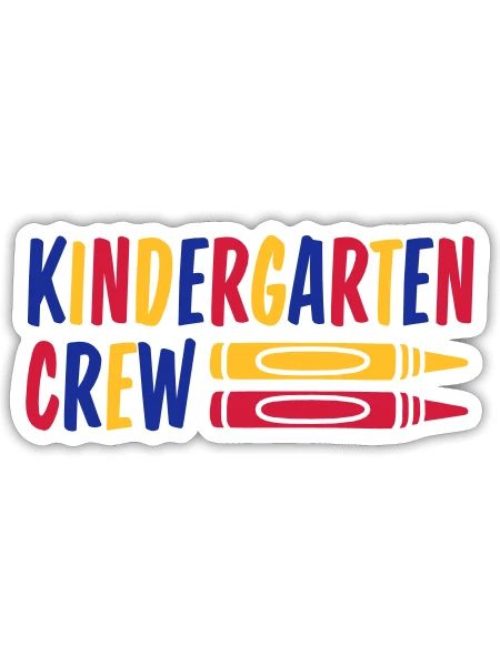 Wax crayon kindergarten crew - Sticker - white matte - Front