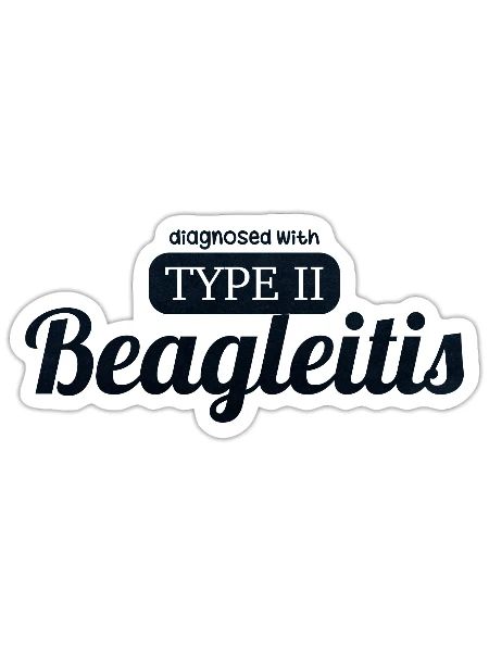 Diagnosed with Type 2 Beagleitis F4 schwarz - Sticker - white matte - Front