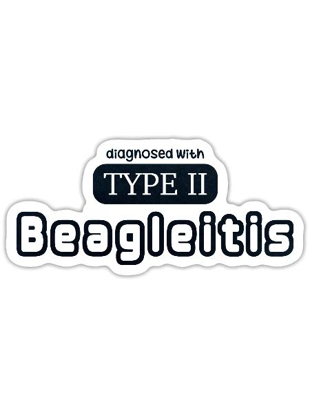 Diagnosed with Type 2 Beagleitis F2 schwarz - Sticker - white matte - Front
