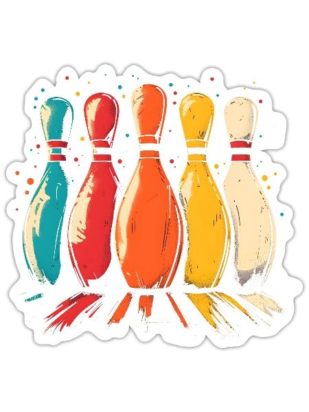 Cartoony Bowling Pins - Sticker - white matte - Front