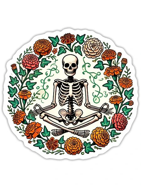 Meditation Skeleton - Sticker - white matte - Front