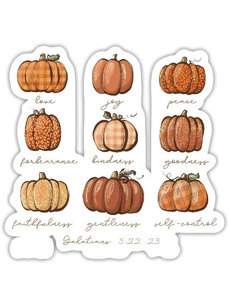 Pumpkin Buffalo Plaid Bible Verse Christian - Sticker - white matte - Front