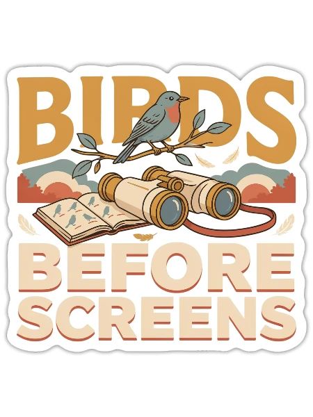 birds before screens - Sticker - white matte - Front