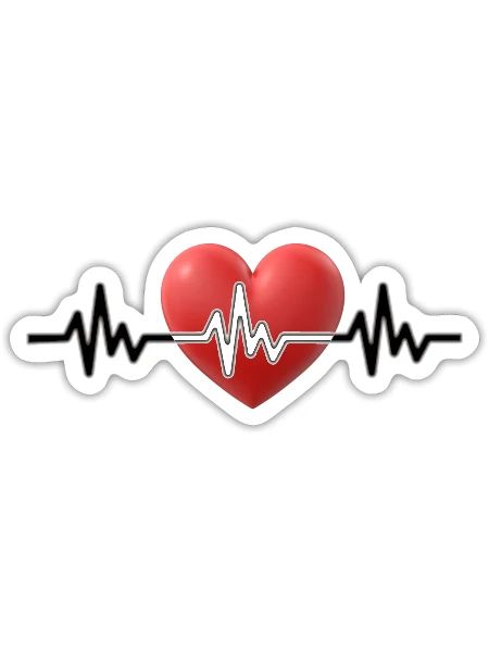 Heart, heartbeat, heart rate - Sticker - white matte - Front