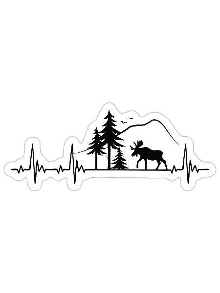 Moose heartbeat gift - Sticker - white matte - Front