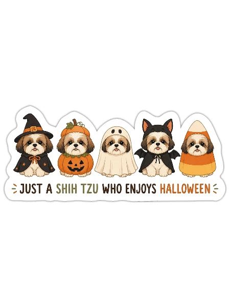 Halloween Shih Tzu Crew - Sticker - white matte - Front