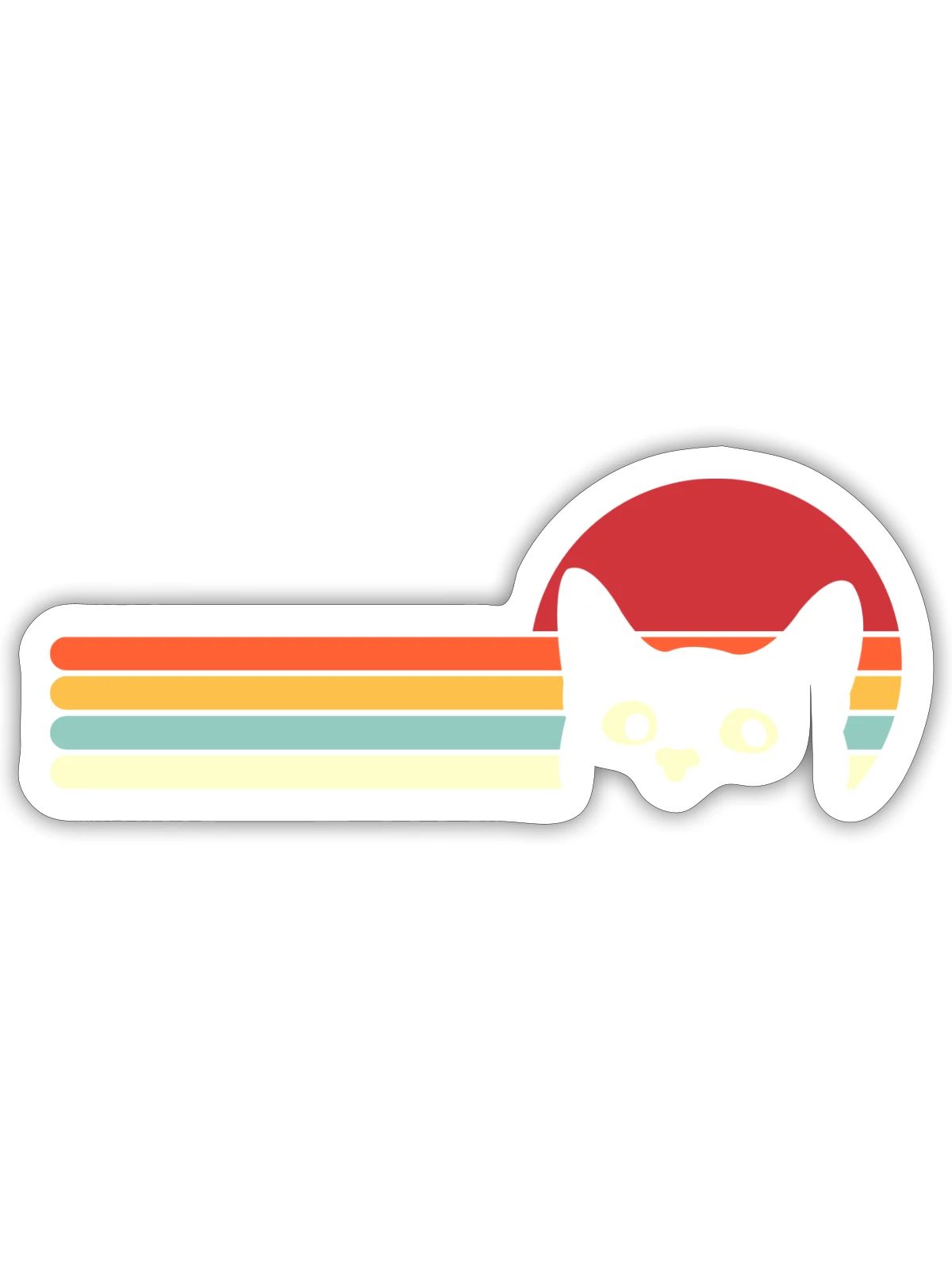 Cat Retro Sunset Cat Face - Sticker - white matte - Front