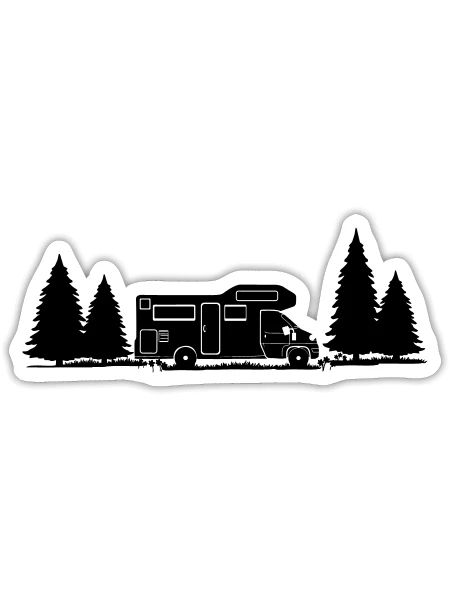 Shadow Camper in Forest with Pine Trees - Sticker - white matte - Front
