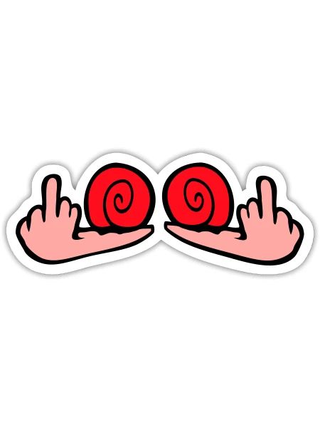 Snail middle finger insult fuck you off funny cool - Sticker - white matte - Front