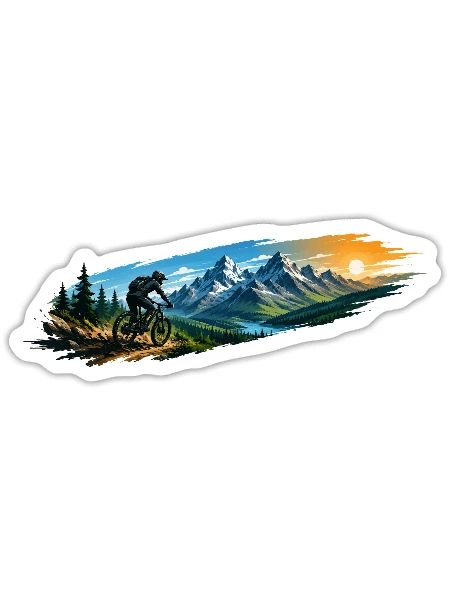 Mountain bike in the Alps - Sticker - white matte - Front