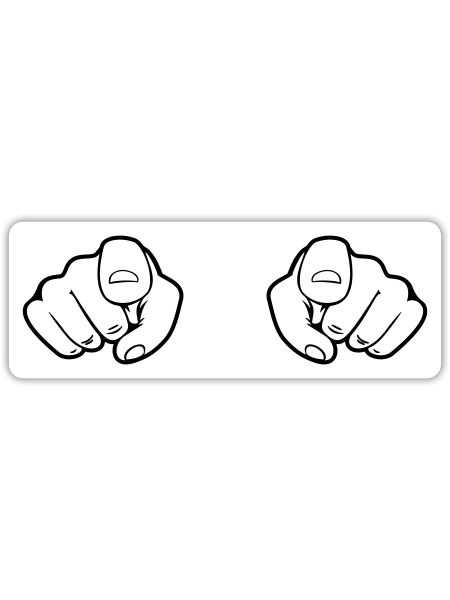 2 mains doigts - Sticker - blanc mat - Devant