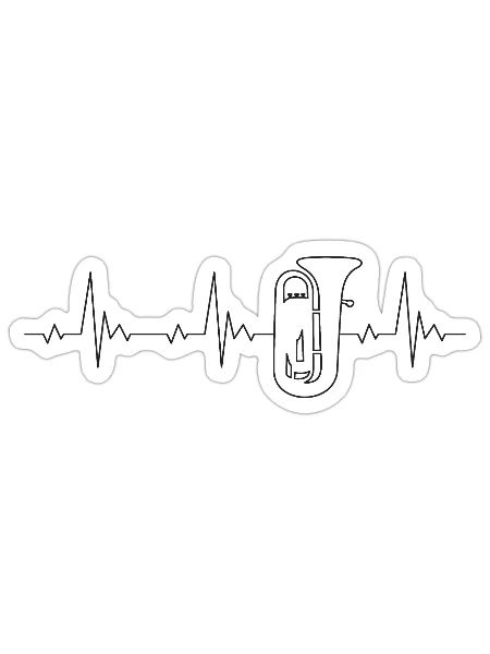 Tuba heartbeat frequency pulse ECG - Sticker - white matte - Front