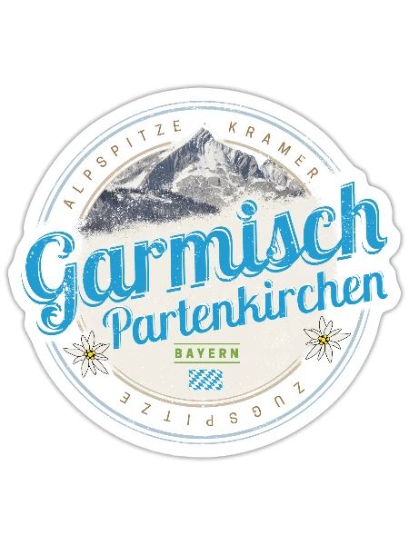 Garmisch Partenkirchen Bavaria Vintage Alps German - Sticker - white matte - Front