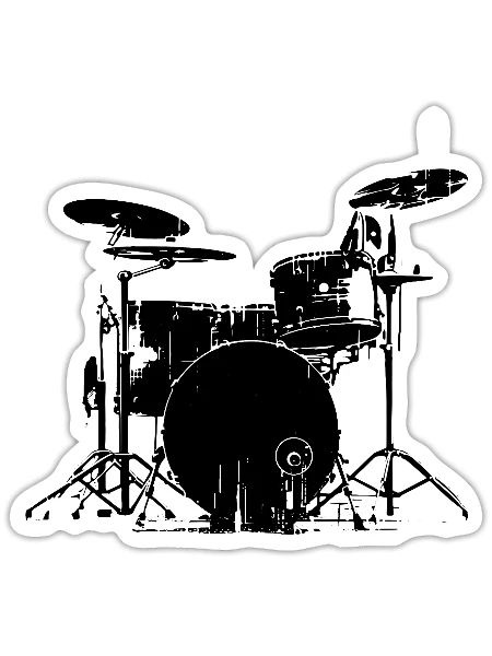 Drum Kit - Sticker - white matte - Front