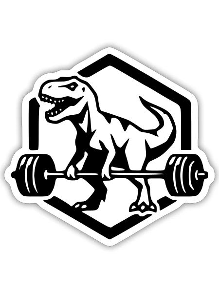 Prehistoric Power - T-Rex Weightlifting Functional - Sticker - white matte - Front