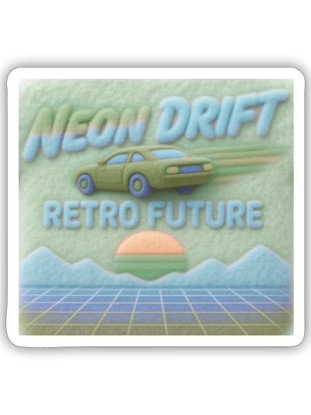 Neon Drift Rétro Futur - Sticker - blanc mat - Devant