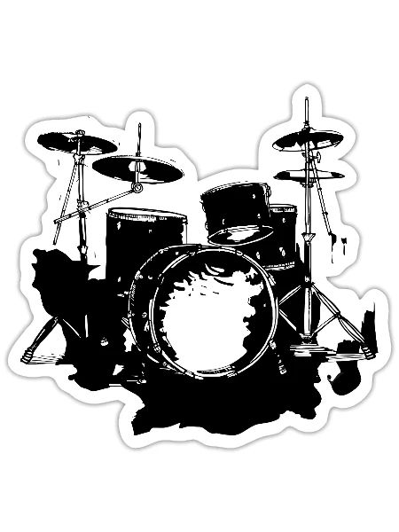 Drum Kit Graphic - Sticker - white matte - Front