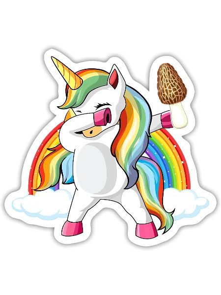 Dabbing Unicorn Moral Mushroom Mushroom Picking - Sticker - white matte - Front