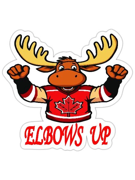 Elbows Up - Canada Hockey Moose - Sticker - white matte - Front