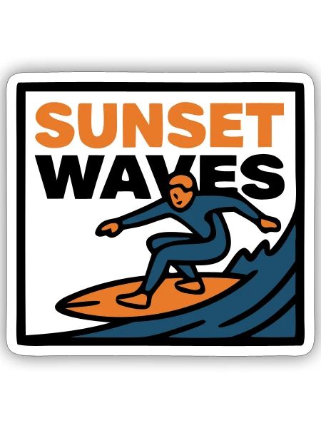 Sunset Waves Surf Crest - Sticker - white matte - Front