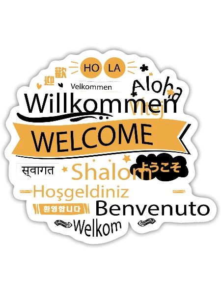 Welcome In Different Language - Sticker - white matte - Front