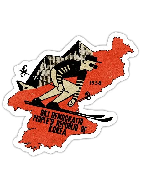 Vintage Korean Ski Vacation - Sticker - white matte - Front