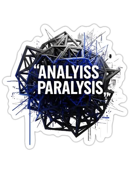 Analysis Paralysis Overthinking Glitch Art Style - Sticker - white matte - Front