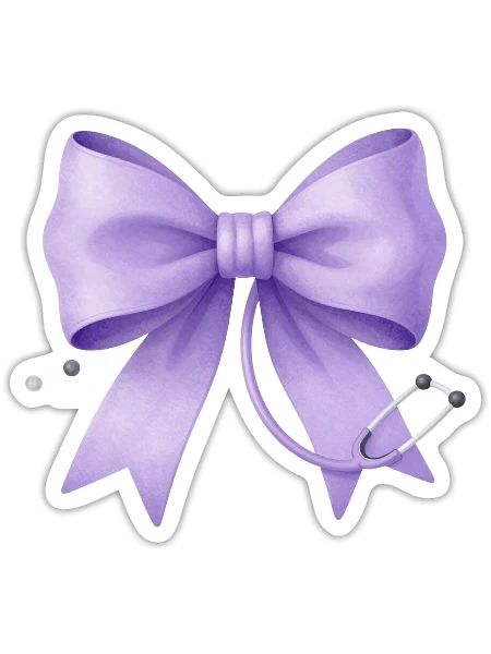 Lavender Nurse Bow & Stethoscope - Sticker - white matte - Front