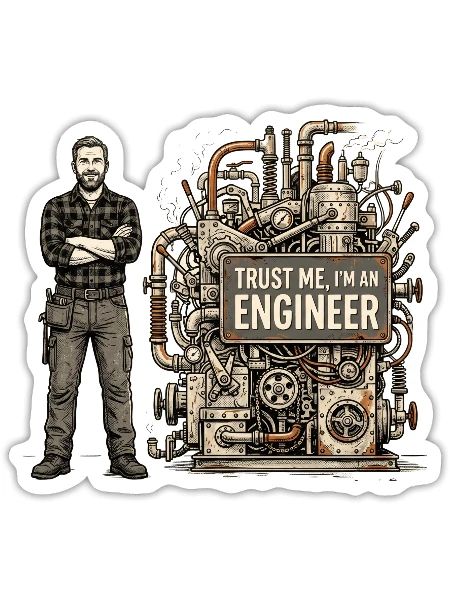 Steampunk Engineer Portrait Machine - Sticker - white matte - Front