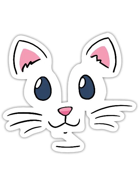 Cat Face Mask And Cartoon Fashion - Sticker - white matte - Front