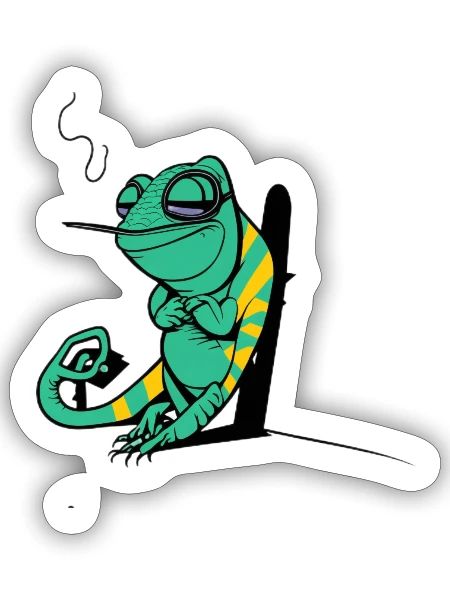 Chameleon reptile - Sticker - white matte - Front