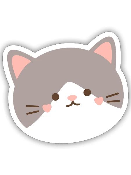 Cute Cat Face Illustration - Sticker - white matte - Front