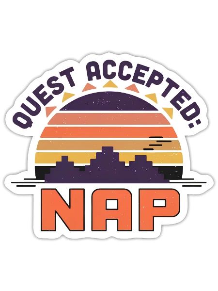 Quest Accepted Nap Sunset Retro - Sticker - white matte - Front