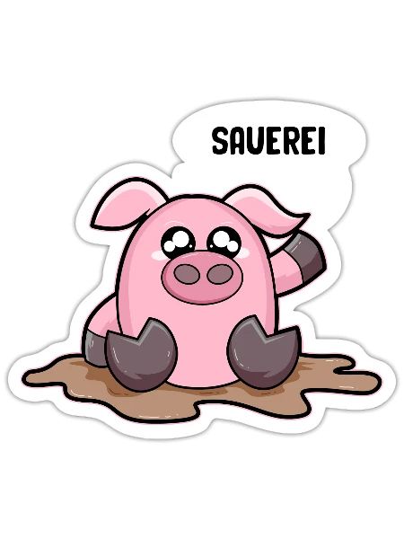 Mess mess piggy in the mud pigs - Sticker - white matte - Front