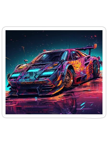 Futuristic Race Car - Sticker - white matte - Front