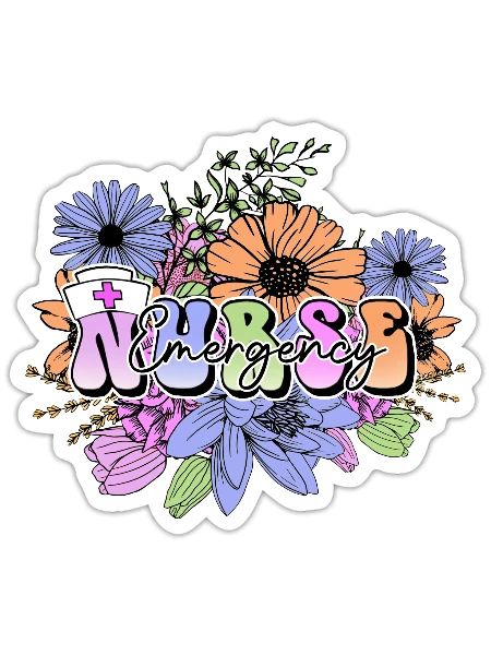Emergency Nurse flowers - Sticker - white matte - Front