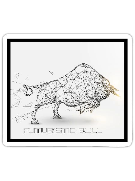 Futuristic Trader Bull - Sticker - white matte - Front